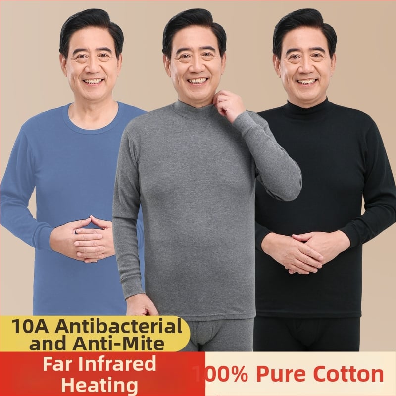 Set de lenjerie termică masculină din bumbac 100%, antibacterian, material subțire, cu glugă, păstrează căldura