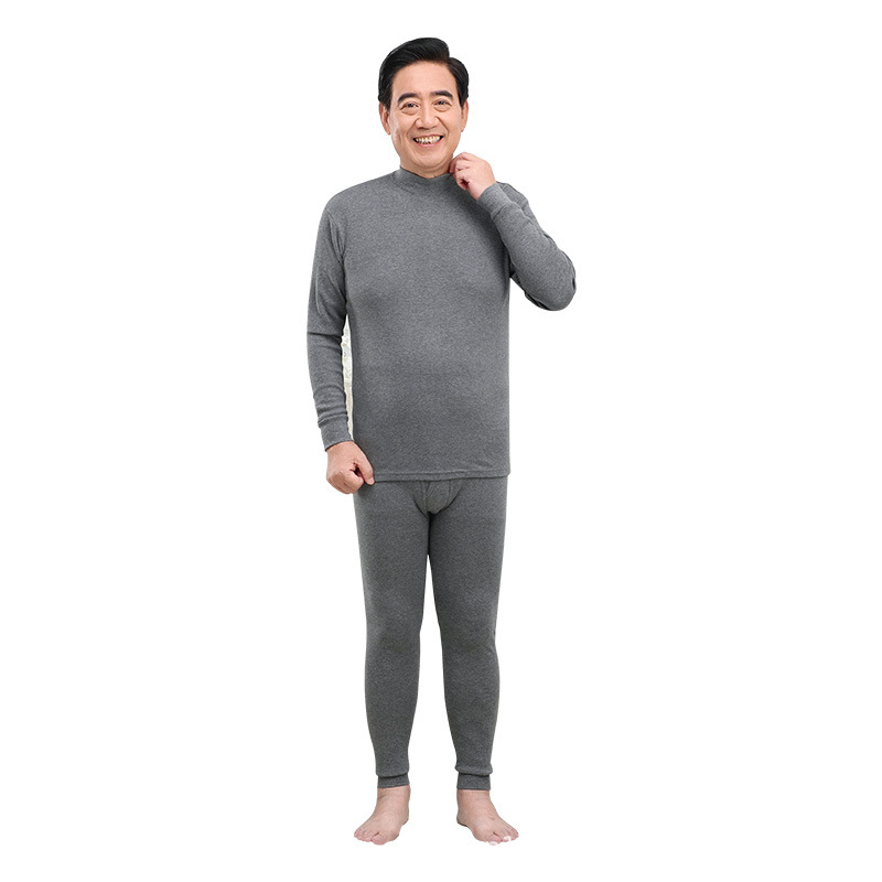 Set de lenjerie termică masculină din bumbac 100%, antibacterian, material subțire, cu glugă, păstrează căldura