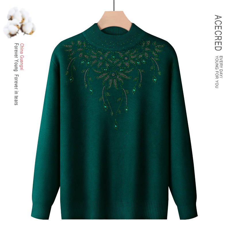 Ženski pulover od vunene mješavine s poluvisokim ovratnikom, dugi rukavi, duljina 50–65 cm (poliestera 30–50%)