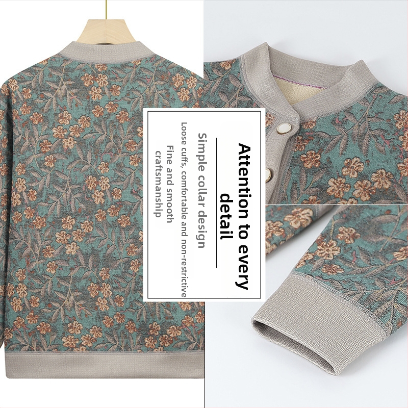 Pletený kardigán pre seniorov s fleecovou podšívkou, zimná sezóna, polyester (>95%), V-krk, dlhý rukáv, ležérny štýl