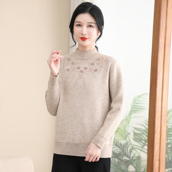 Ženska zimska bez rukava pleteni prsluk, etnički uzorak biljaka i cvijeća, širok kroj, mrežasta tkanina, akrilna vlakna do 30%