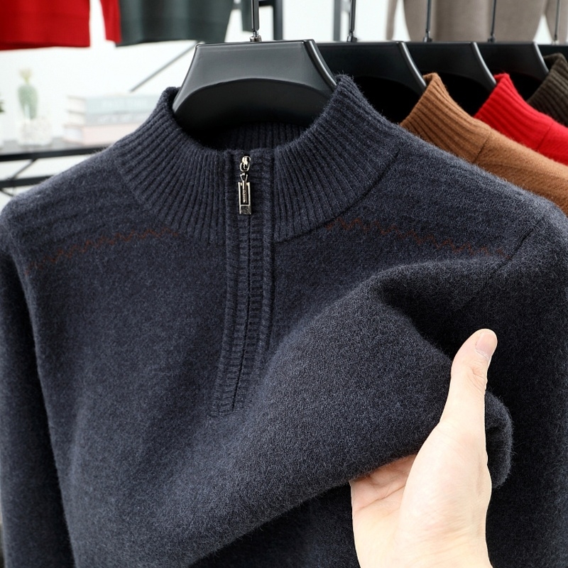 Muški debeli vuneni pulover s okruglim izrezom, dugi rukavi, 81-85% vuna