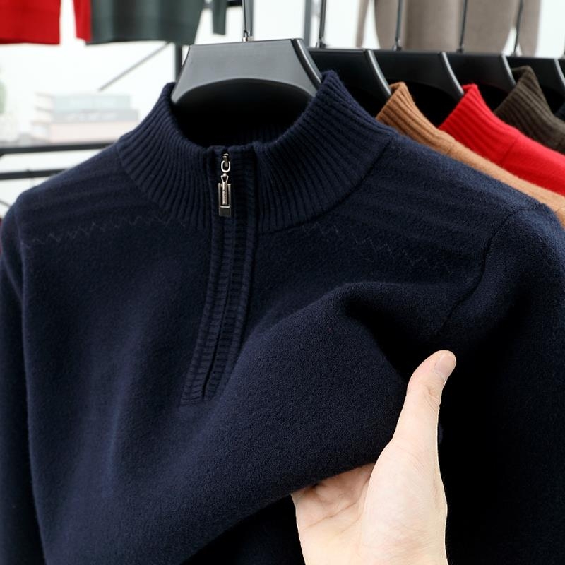 Muški debeli vuneni pulover s okruglim izrezom, dugi rukavi, 81-85% vuna