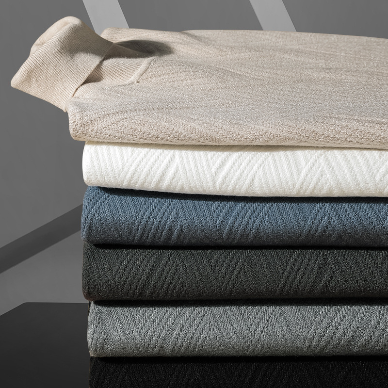 Pulover tricotat pentru bărbați, cu căptușeală fleece și guler înalt - croială slim, mâneci lungi, amestec de viscoză