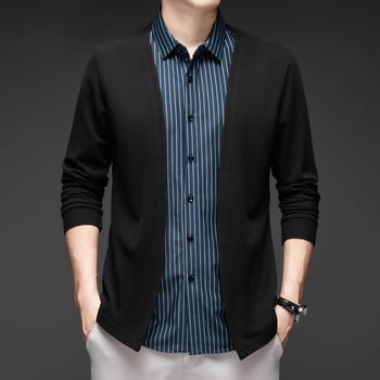 Cardigan tricotat cu guler rever, croială lejeră, mâneci lungi (Poliester 96,8% + Spandex 3,2%; respirabil; spălare la mașină; lansare toamnă 2025)