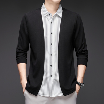 Cardigan tricotat cu guler rever, croială lejeră, mâneci lungi (Poliester 96,8% + Spandex 3,2%; respirabil; spălare la mașină; lansare toamnă 2025)