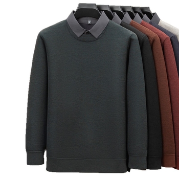 Žieminis megztinis su fliso įdaila ir jacquard mezgimo raštais, marškinėlių tipo apykaklė, laisvas kirpimas, ilgomis rankovėmis