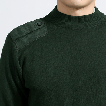 Megztinis su džakardo raštu, apvalus kaklas, ilgomis rankovėmis, plonas vilnos mišinys su nailonu, įprastas ilgis (50–65 cm)