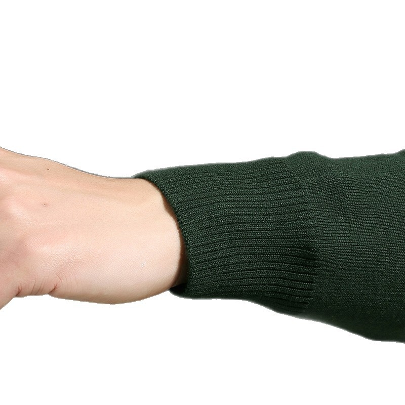 Megztinis su džakardo raštu, apvalus kaklas, ilgomis rankovėmis, plonas vilnos mišinys su nailonu, įprastas ilgis (50–65 cm)