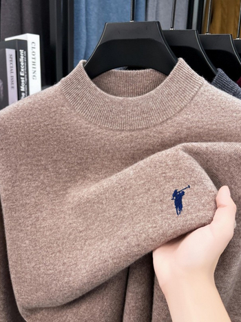 Vyriskas vilnos megztinis, 100% vilna, storas žieminis megztinis su puse aukšto kaklo, ilgomis rankovėmis, siaura kirpimo