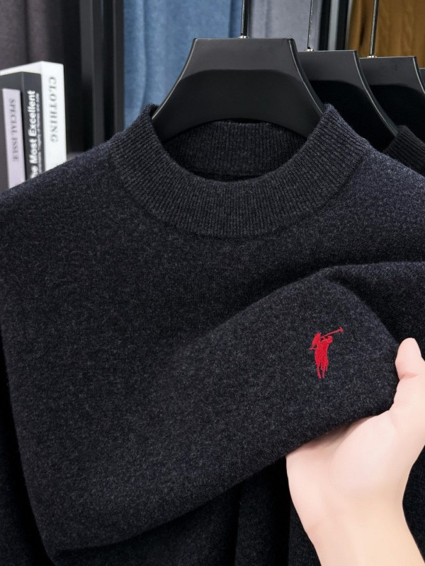 Vyriskas vilnos megztinis, 100% vilna, storas žieminis megztinis su puse aukšto kaklo, ilgomis rankovėmis, siaura kirpimo