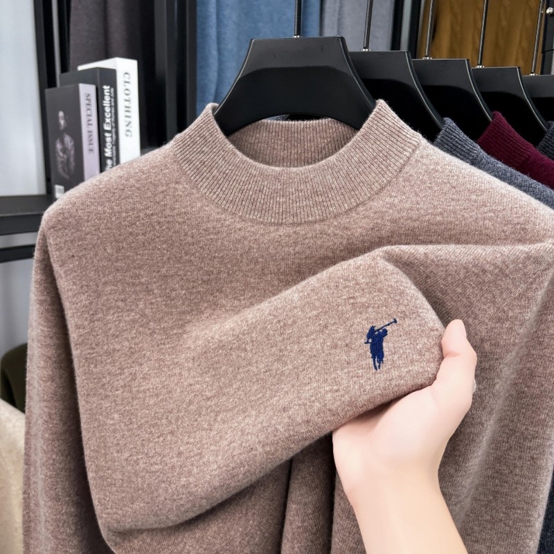 Vyriskas vilnos megztinis, 100% vilna, storas žieminis megztinis su puse aukšto kaklo, ilgomis rankovėmis, siaura kirpimo