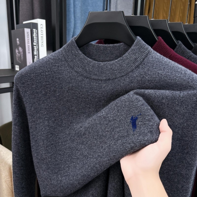 Vyriskas vilnos megztinis, 100% vilna, storas žieminis megztinis su puse aukšto kaklo, ilgomis rankovėmis, siaura kirpimo