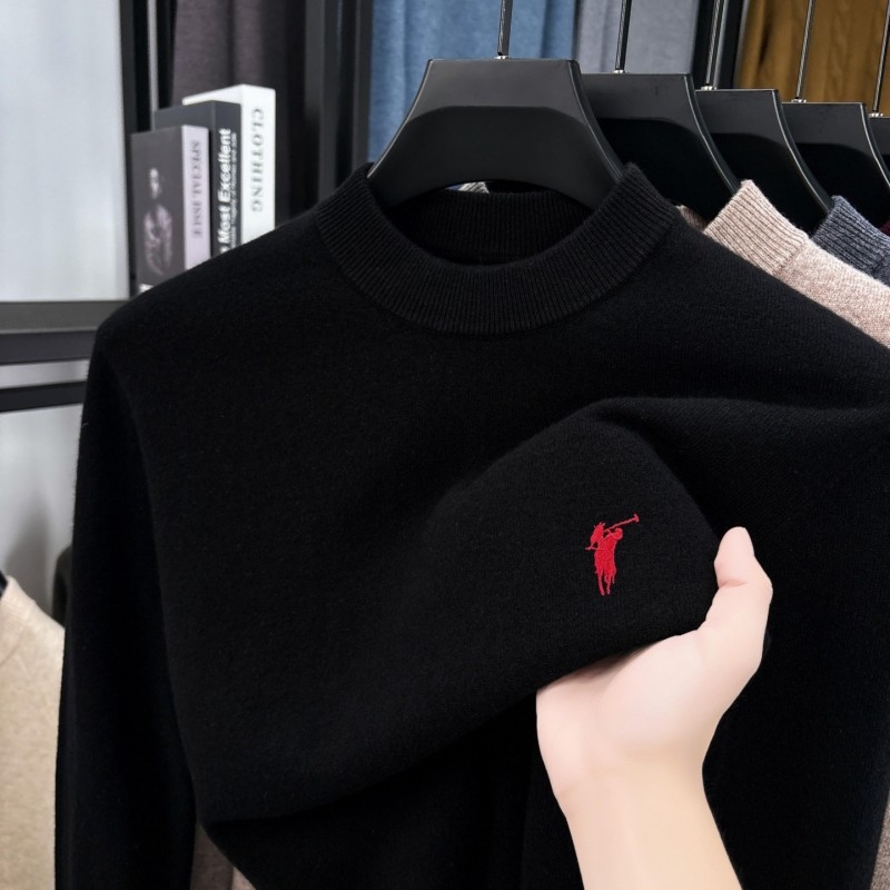 Vyriskas vilnos megztinis, 100% vilna, storas žieminis megztinis su puse aukšto kaklo, ilgomis rankovėmis, siaura kirpimo