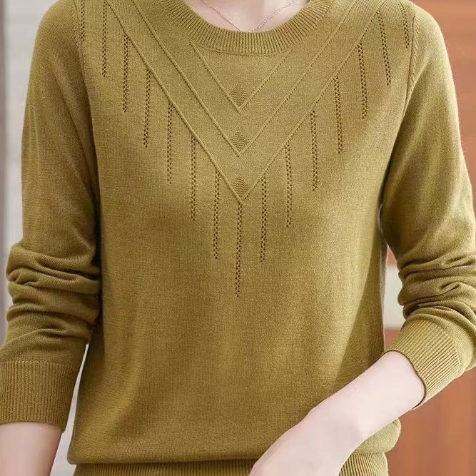 Ženska pletena bluza s okruglim izrezom, slobodan kroj, jesen/zima, dugi rukavi, plus veličina