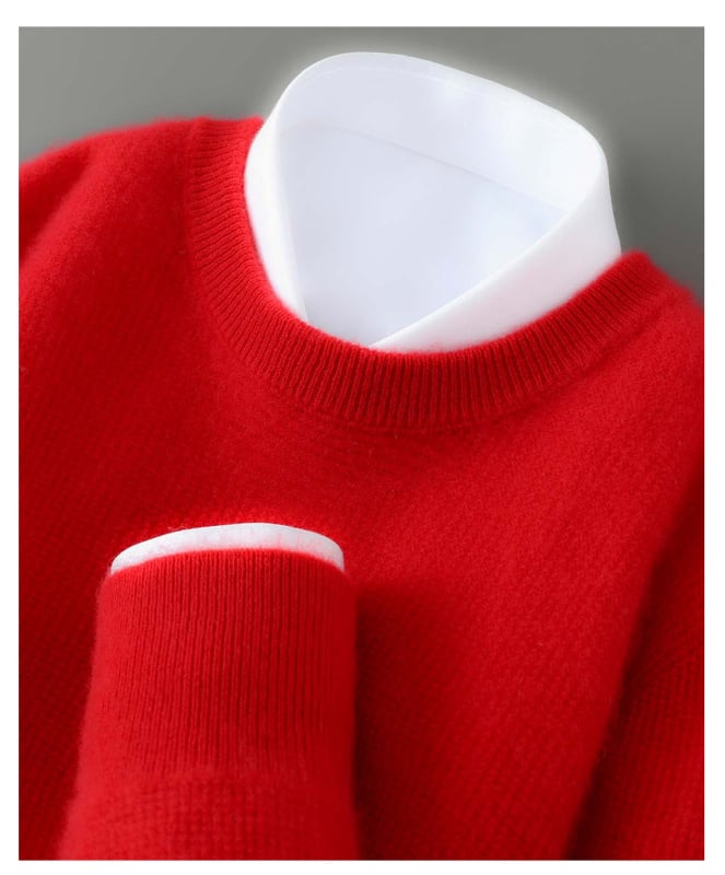 Vyrų vilnos megztinis su apvaliu kaklu, laisvas kirpimas, 100% vilna, storas mezgimo audinys, ilgos rankovės