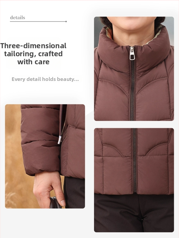 Női téli kabát pamut-puhás töltettel, vastag melegen tartó, álló gallér, növény- és virágmintás, poliészter anyag