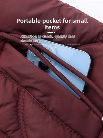 Γυναικείο χειμερινό μπουφάν με γέμισμα από πούπουλα και βαμβάκι, κουκούλα, πυκνή μόνωση, εξωτερικό πολυεστερικό ύφασμα (95%+ πολυεστέρας).