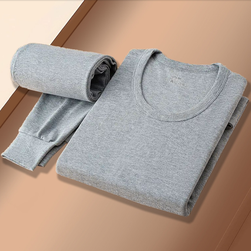 Set de lenjerie termică din 100% bumbac – top și pantaloni, dintr-un singur strat, căldură moderată, greutate 480 g