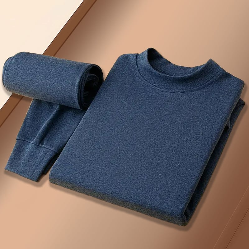 Set de lenjerie termică din 100% bumbac – top și pantaloni, dintr-un singur strat, căldură moderată, greutate 480 g