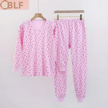 Set de lenjerie termică din bumbac pentru femei de vârstă mijlocie – 100% bumbac, căptușeală de bumbac, dintr-un singur strat, țesătură cu greutate medie, moale și cald