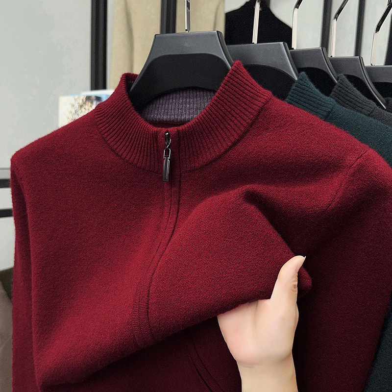 Cardigan tricotat pentru bărbați, guler rotund, mâneci lungi, grosime normală, amestec acrilic (49.4% acrilic, 29.1% poliester, 21.5% nailon)