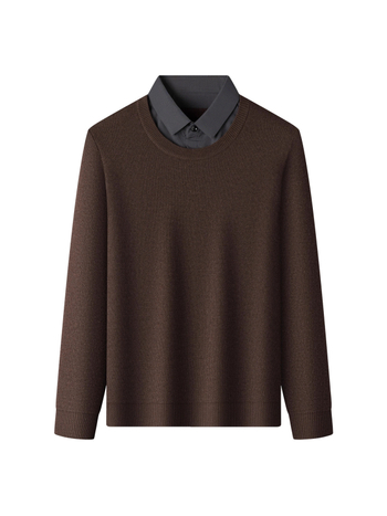 Pulover tricotat gros pentru bărbați, cu guler de cămașă, din amestec nylon-poliester-lână, mânecă lungă, tiv nervuri