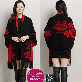 Всесезонен плетен шал за жени, каре модел, прежда със сърцевина, ширина 185 см