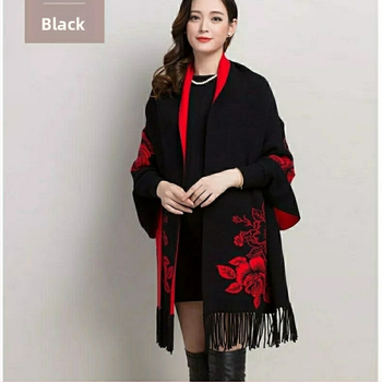 Всесезонен плетен шал за жени, каре модел, прежда със сърцевина, ширина 185 см