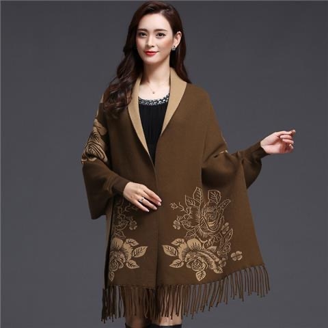 Всесезонен плетен шал за жени, каре модел, прежда със сърцевина, ширина 185 см