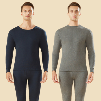 Set de lenjerie termică din bumbac 100% pentru bărbați, talie înaltă, țesătură de greutate medie, cald, anti-static, anti-piling, cu un singur strat
