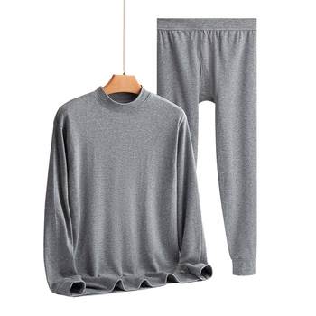 Set de lenjerie termică din bumbac 100% pentru bărbați, talie înaltă, țesătură de greutate medie, cald, anti-static, anti-piling, cu un singur strat