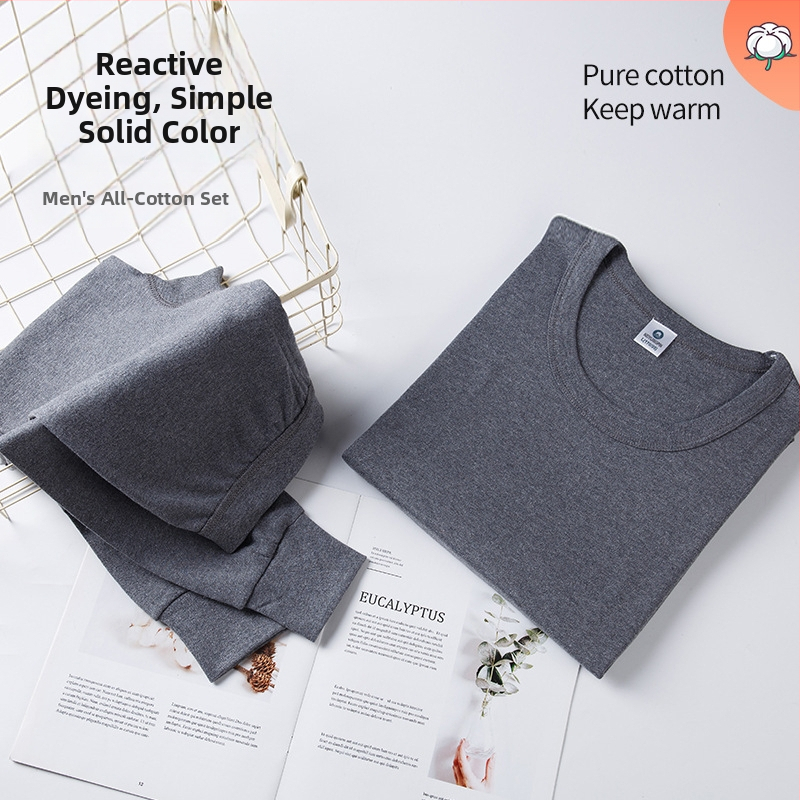 Pánsky termálny komplet z 100% bavlny, vysoký pás, stredne hrubý materiál, teplé, antistatické, proti žmolkovaniu, jednovrstvový