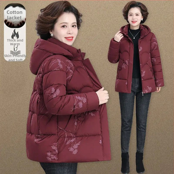 Ziemas jaka ar flīsu oderu vecākiem sievietēm, silta un bieza (TR audums; galvenais audums PVC 90–95%; otrais audums Cits 30–50%; Stils: literārais retro; Pavasaris 2025)