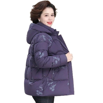 Ziemas jaka ar flīsu oderu vecākiem sievietēm, silta un bieza (TR audums; galvenais audums PVC 90–95%; otrais audums Cits 30–50%; Stils: literārais retro; Pavasaris 2025)