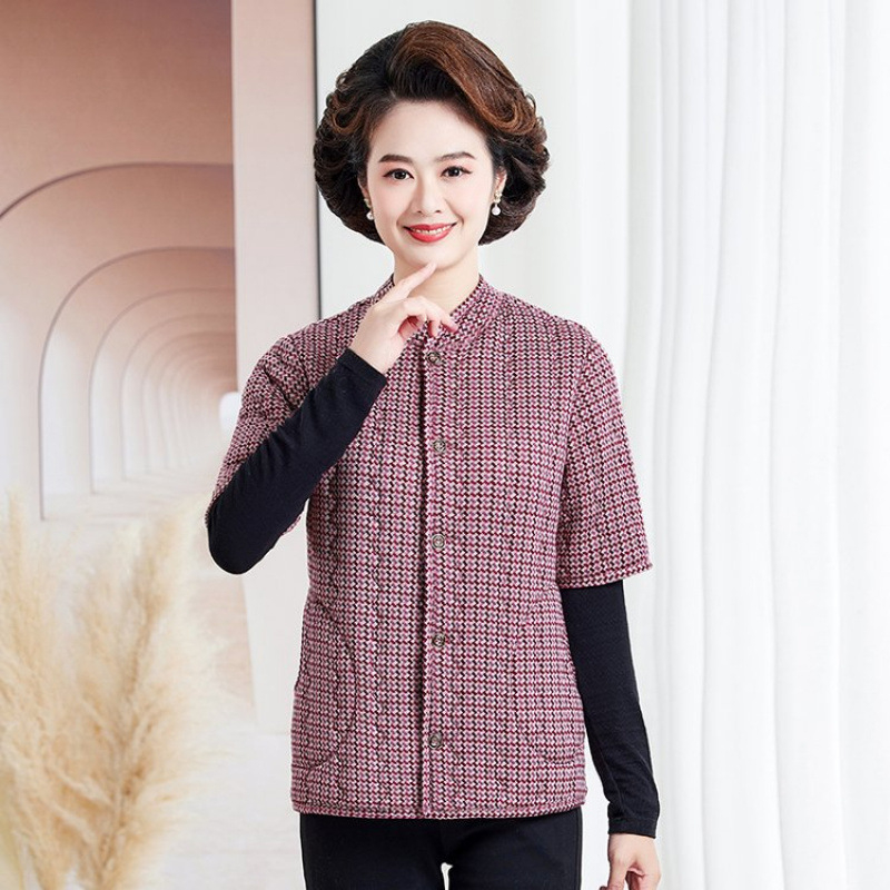 Jachetă de iarnă din bumbac cu căptușeală fleece, umplere din imitație de mătase-bumbac, decolteu în V, mâneci de lungime medie, lungime normală, model floral