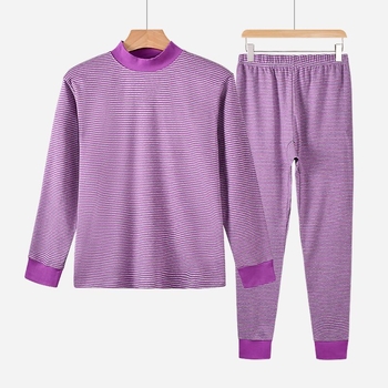 Set de lenjerie termică din bumbac 100% pentru femei, cu pulover cu guler înalt, pentru toamnă-iarnă — 100% bumbac exterior și căptușeală; grosime extra thick (401-500 g/m²); menține căldura; destinat femeilor în vârstă