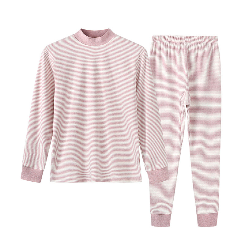 Set de lenjerie termică din bumbac 100% pentru femei, cu pulover cu guler înalt, pentru toamnă-iarnă — 100% bumbac exterior și căptușeală; grosime extra thick (401-500 g/m²); menține căldura; destinat femeilor în vârstă