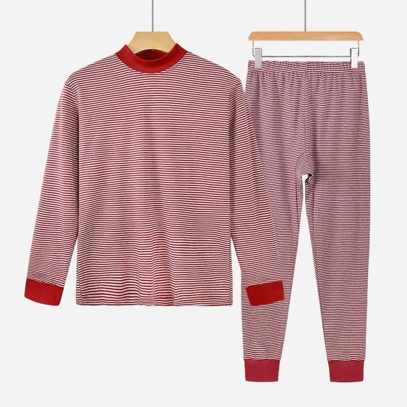 Set de lenjerie termică din bumbac 100% pentru femei, cu pulover cu guler înalt, pentru toamnă-iarnă — 100% bumbac exterior și căptușeală; grosime extra thick (401-500 g/m²); menține căldura; destinat femeilor în vârstă