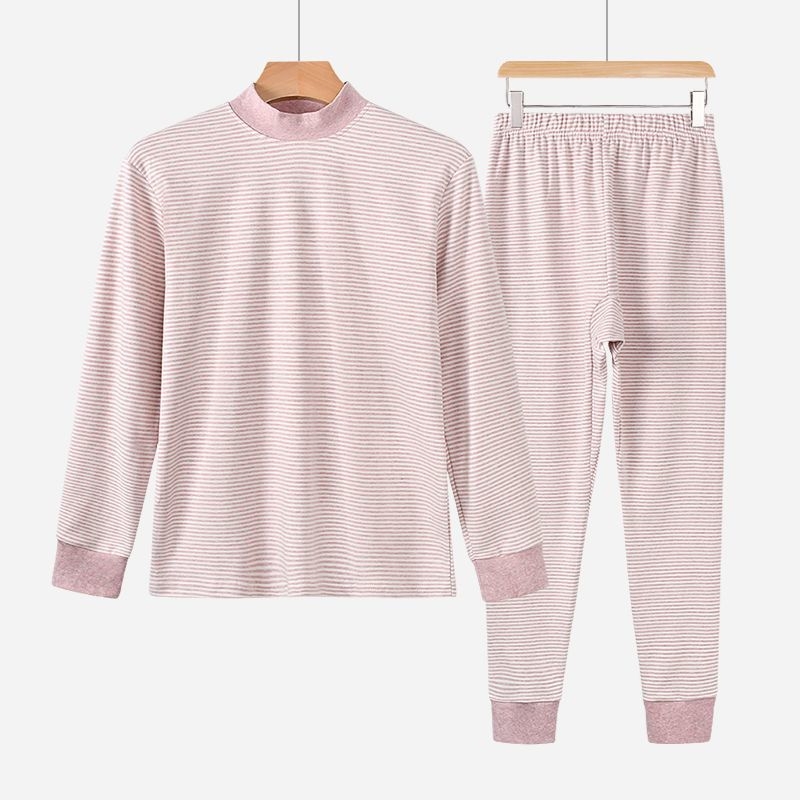 Set de lenjerie termică din bumbac 100% pentru femei, cu pulover cu guler înalt, pentru toamnă-iarnă — 100% bumbac exterior și căptușeală; grosime extra thick (401-500 g/m²); menține căldura; destinat femeilor în vârstă