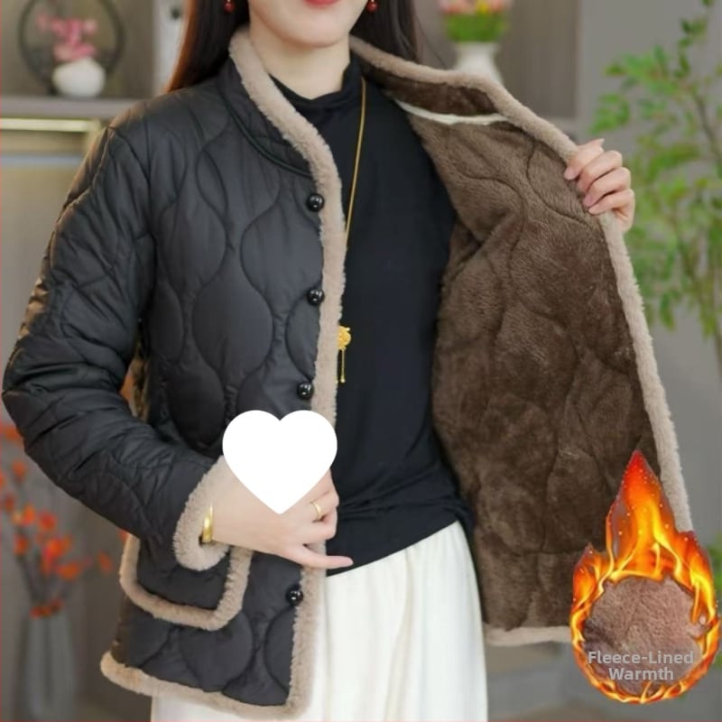 Palton din bumbac pentru toamnă–iarnă, pentru mame, stil chinezesc, croială Slim, guler înalt, umplere mătase-bumbac