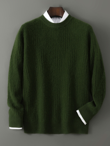 Vyrinis megztinis iš 100% Australijos merino vilnos, apvali kaklo linija, jacquard megztinis, storas megztinis, ilgos rankovės