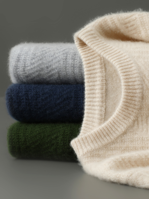 Vyrinis megztinis iš 100% Australijos merino vilnos, apvali kaklo linija, jacquard megztinis, storas megztinis, ilgos rankovės