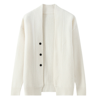 Kardiganas iš 100% vilnos, laisvas kirpimas, V kaklo, ilgomis rankovėmis