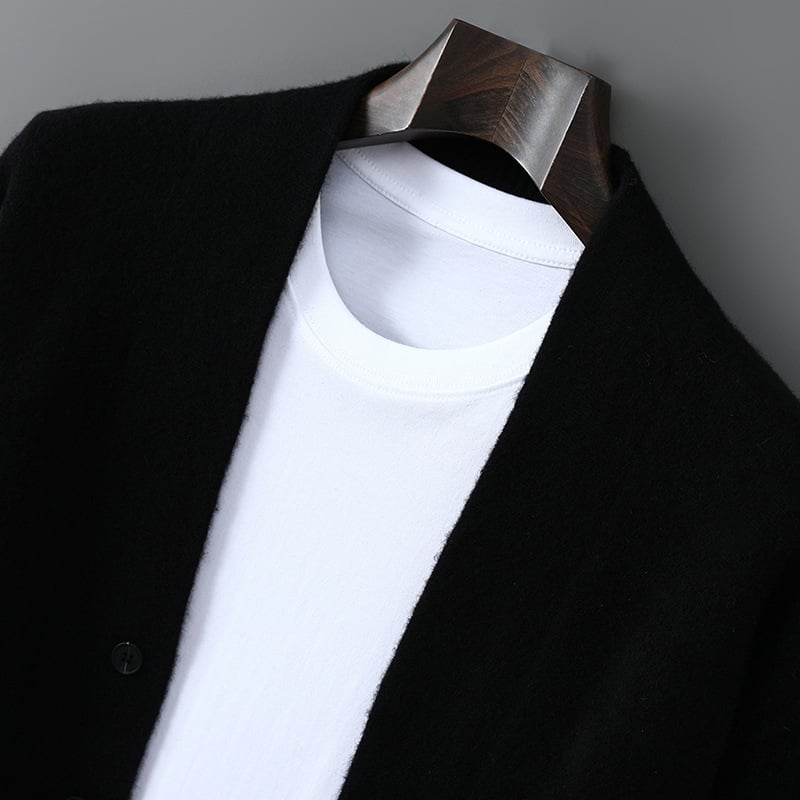 Kardiganas iš 100% vilnos, laisvas kirpimas, V kaklo, ilgomis rankovėmis