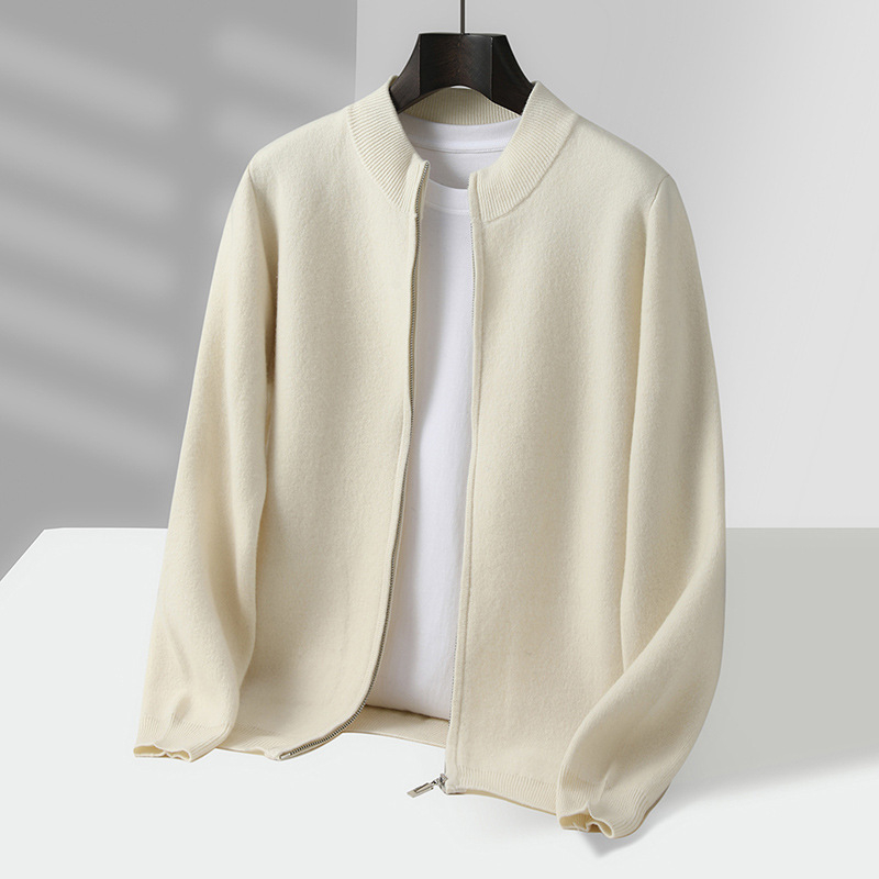 Vyriškas vilnos kardiganas laisvo kirpimo, standi apykaklė, store vilna, ilgos rankovės, rudens-žiemos sezonas