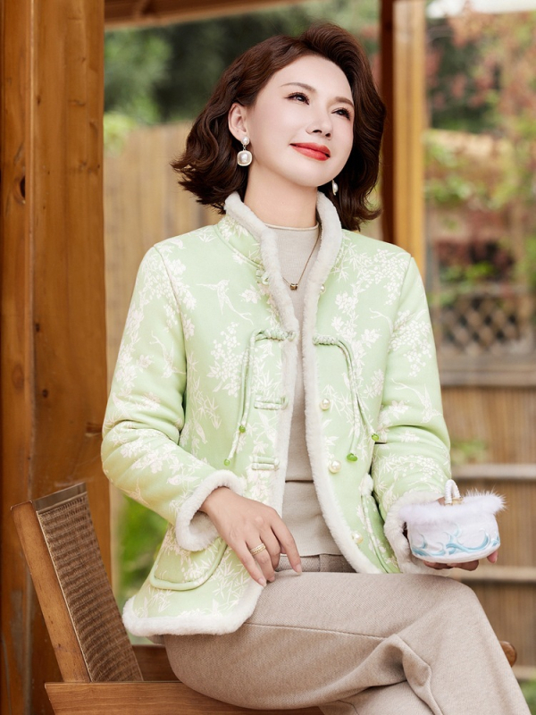 Jachetă căptușită din bumbac, stil Chinezesc, amestec bumbac/poliestru, umplutură din bumbac, grosime mare, guler înalt