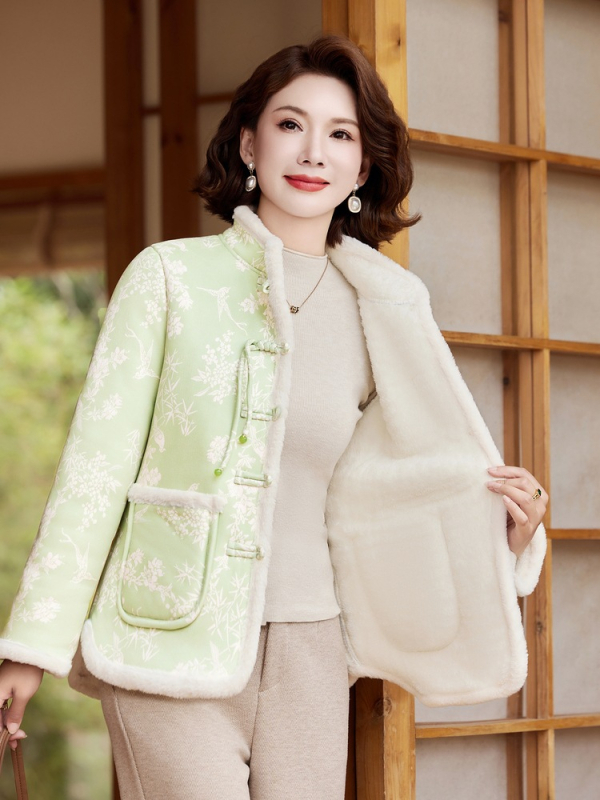 Jachetă căptușită din bumbac, stil Chinezesc, amestec bumbac/poliestru, umplutură din bumbac, grosime mare, guler înalt