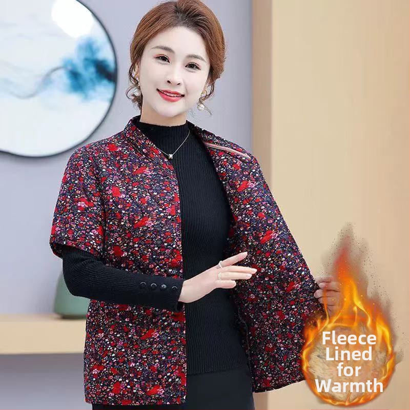 White Crane Geacă damă corduroy cu căptușeală de blană de iepure, mâneci semi-lungimi, căptușită cu fleece, primăvara 2023