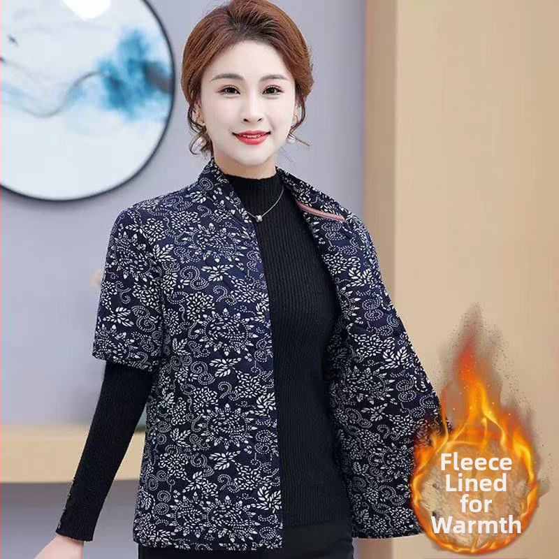 White Crane Geacă damă corduroy cu căptușeală de blană de iepure, mâneci semi-lungimi, căptușită cu fleece, primăvara 2023